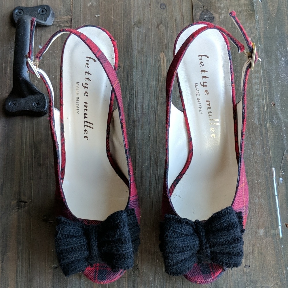 Plaid sling back heels - Picture 3 of 7